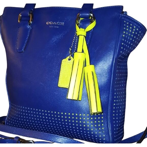 Coach Handbags - Coach Y2K Vintage Legacy Candice Perforated Blue Leather Handbag with Strap EUC